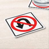 非常クラシックおもしろいNo Uターン標識コースターセット スクエアペーパーコースター (アングル)