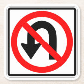 非常クラシックおもしろいNo Uターン標識コースターセット スクエアペーパーコースター (正面)