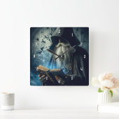 非常クールに神秘的な時間のウィザード スクエア壁時計 (ホーム)