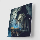 非常クールに神秘的な時間のウィザード スクエア壁時計 (傾斜)