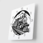 非常クールヴィンテージ蒸気機関車機関車 スクエア壁時計 (傾斜)