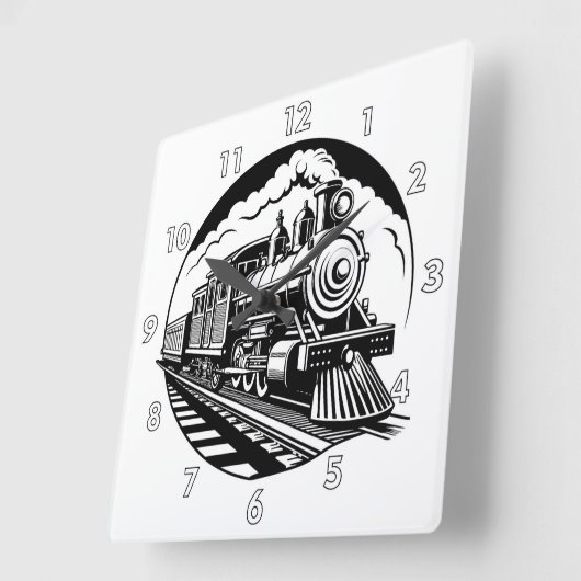 非常クールヴィンテージ蒸気機関車機関車 スクエア壁時計 (傾斜)