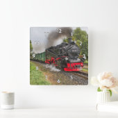 非常クールヴィンテージ蒸気機関車機関車 スクエア壁時計 (ホーム)