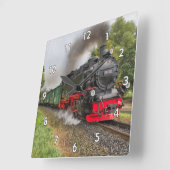 非常クールヴィンテージ蒸気機関車機関車 スクエア壁時計 (傾斜)