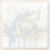 非常クール半抽象芸術絵画カエル ガラスコースター (裏面)