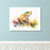 非常クール半抽象芸術絵画カエル キャンバスプリント (インサイチュ (ウッドフロア))