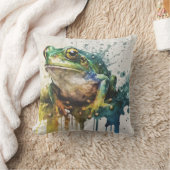 非常クール半抽象芸術絵画カエル クッション (ブランケット)