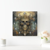 非常クール芸術的スカル スクエア壁時計 (ホーム)