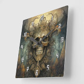 非常クール芸術的スカル スクエア壁時計 (傾斜)