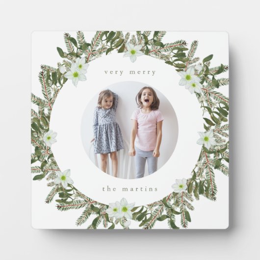 非常メリーに松とフローラ冬のリースクリスマス フォトプラーク (正面)