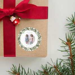 非常メリーに松とフローラ冬のリースクリスマス ラウンドシール