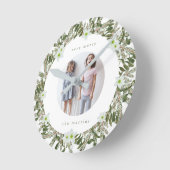 非常メリーに松とフローラ冬のリースクリスマス ラウンド壁時計 (傾斜)