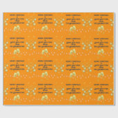 非常メリーに濃いオレンジ色のクリスマス ラッピングペーパー (フラット)