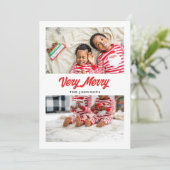 非常メリーに2枚の写真コラージュのクリスマスカード シーズンカード (スタンド正面)