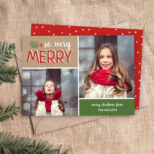 非常メリーに2枚の写真コラージュ シーズンカード