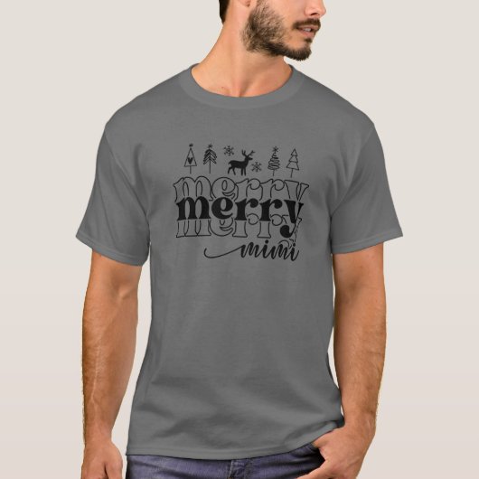 非常メリーにMimi Christmas Lights Mimi Mom Christma Tシャツ (正面)