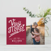 非常メリータイポグラフィフォトカスタム文字クリスマス シーズンカード (スタンド正面)