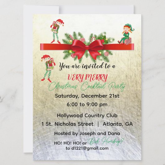 非常メリー小妖精や小人パーティー休日招待状6.5インチx 8 シーズンカード (正面)