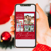 非常メリー3フォトレッドクリスマス シーズンカード