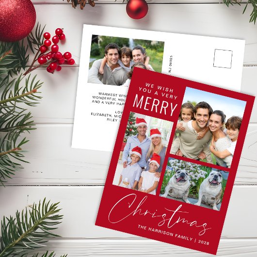非常メリー4フォトクリスマスレッド シーズンポストカード