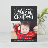 非常モダンに陽気なクリスマスタイポグラフィブラック シーズンカード (スタンド正面)