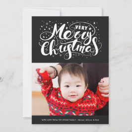 非常モダンに陽気なクリスマスタイポグラフィブラック シーズンカード