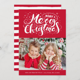 非常モダンに陽気なクリスマスタイポグラフィレッド シーズンカード