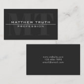 非常モダンはっきりした濃い灰色の白文字 名刺 (正面/裏面)