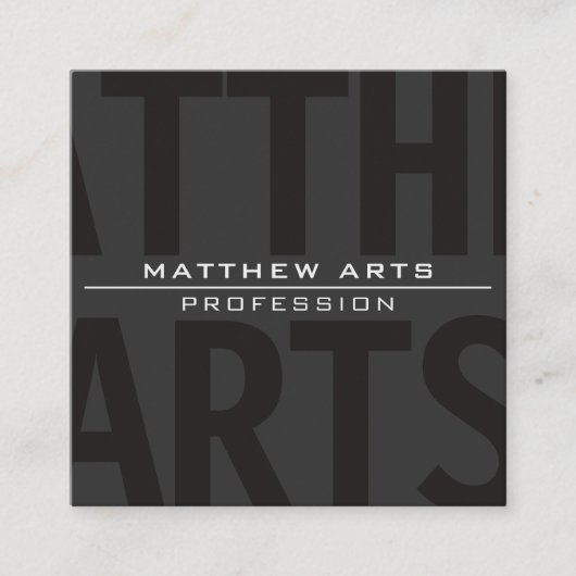 非常モダン暗はっきりした灰色ホワイト文字 スクエア名刺 (正面)
