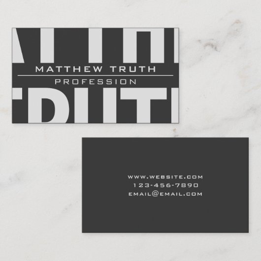 非常モダン暗はっきりした灰色ホワイト文字 名刺 (正面/裏面)