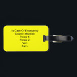 非常時にはラベル ラゲッジタグ<br><div class="desc">非常時に関する案内のラベル -- 乗った場合あなたの緊急の連絡先情報1つの側面および重大な医療情報を逆に置き、あなたのベルトのループに付けて下さい。  あなたの納屋、獣医、またはもし病院に連れて行かれればあなたの動物と救済できる他の人のための接触情報を加えて下さい。</div>