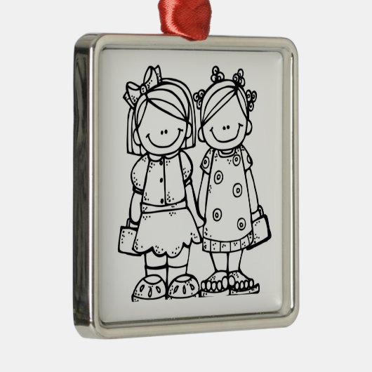 非常最高のに友達や愛する姉妹 メタルオーナメント (右)