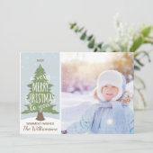 非常素朴に陽気なクリスマスの雪の休日の写真 シーズンカード (スタンド正面)