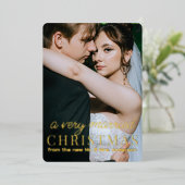 非常結婚した |休日結婚のお知らせ 箔招待状 (立ち正面)