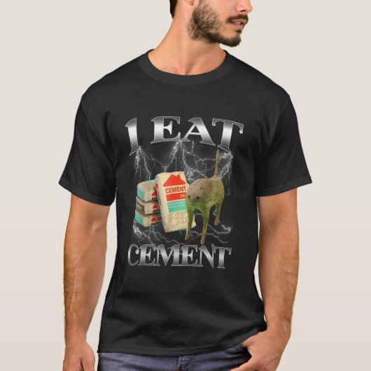 非常識 私はセメントを食べる 面白い猫のミーム インターネットのミーム Tシャツ (正面)