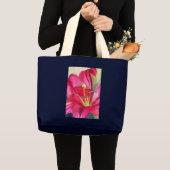 非常警報ユリの水彩画の芸術の花の絵画 ラージトートバッグ (正面(商品))