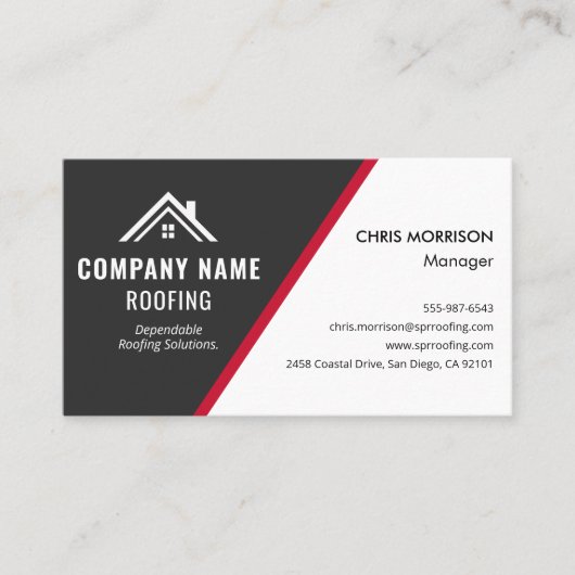 非常赤灰色の屋根の嵐の修理業者 名刺 (正面)