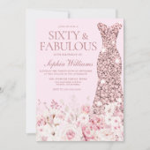非常赤面フローラバラ金ゴールドドレス60th誕生日 招待状 (正面)