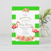 非性熱帯緑の赤ちゃんストライプシャワー 招待状 (スタンド正面)