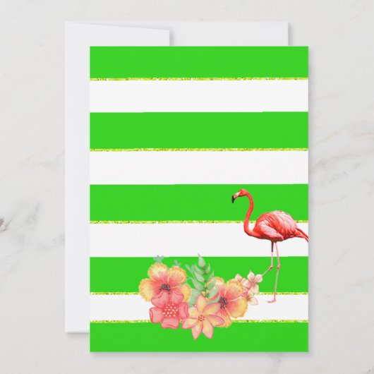 非性熱帯緑の赤ちゃんストライプシャワー 招待状 (裏面)