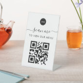 非接触型スキャンMe Qrコードメニュー&ロゴミニマリスト 台座サイン (インサイチュ)