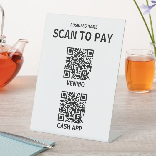 非接触型QRコード支払いサインモダン、 台座サイン (インサイチュ)