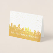 非攻撃的な冬の休日の街並み従業員 箔カード (正面)