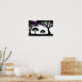 非現世的な白黒と超現実的な紫 ポスター (キッチン)