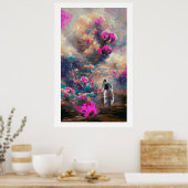 非現実抽象芸術花風景 ポスター (キッチン)