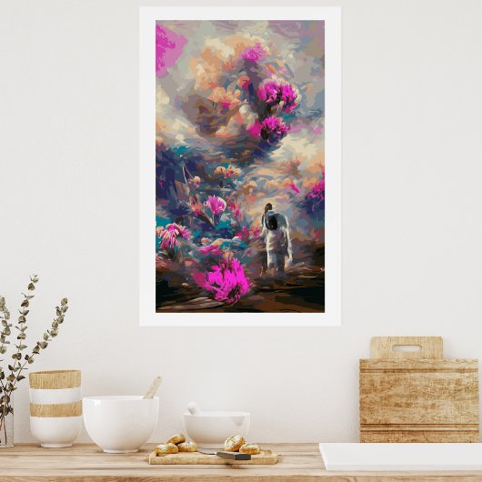 非現実抽象芸術花風景 ポスター (キッチン)