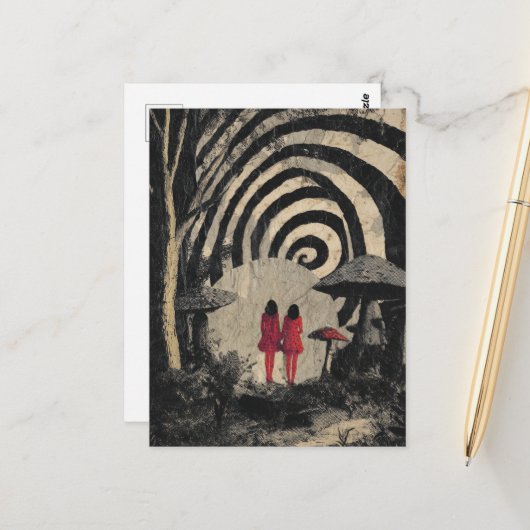 非現実的なキノココラージュ ポストカード (正面/裏面インサイチュ)