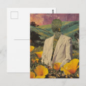 非現実的な人と花Mixed Media Collage ポストカード (正面/裏面)