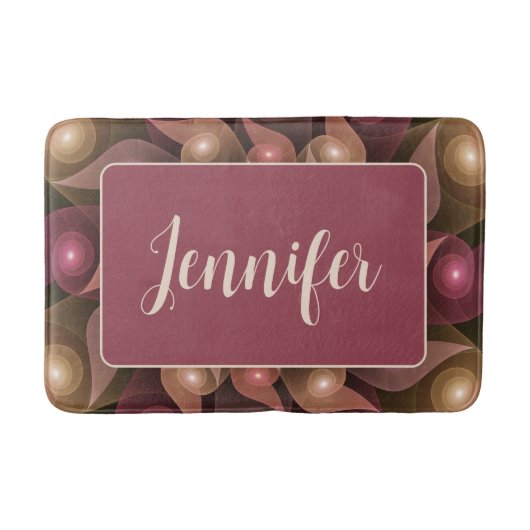 非現実的な光沢のある花モダン抽象芸術フラクタル名 バスマット (正面)