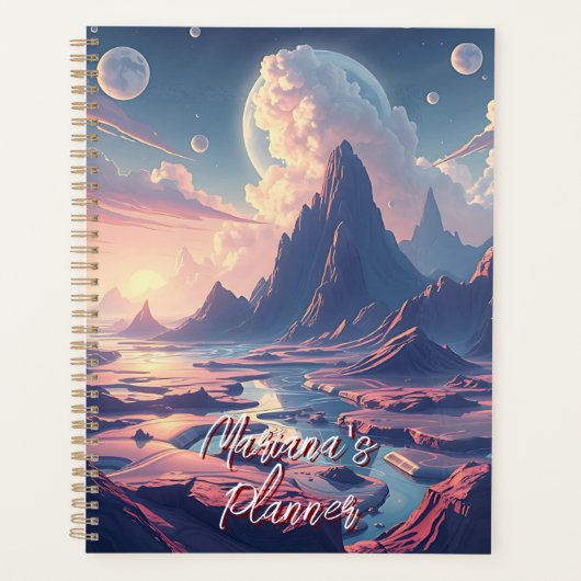 非現実的な別世界のパーソナライズされた風景 プランナー手帳 (正面)